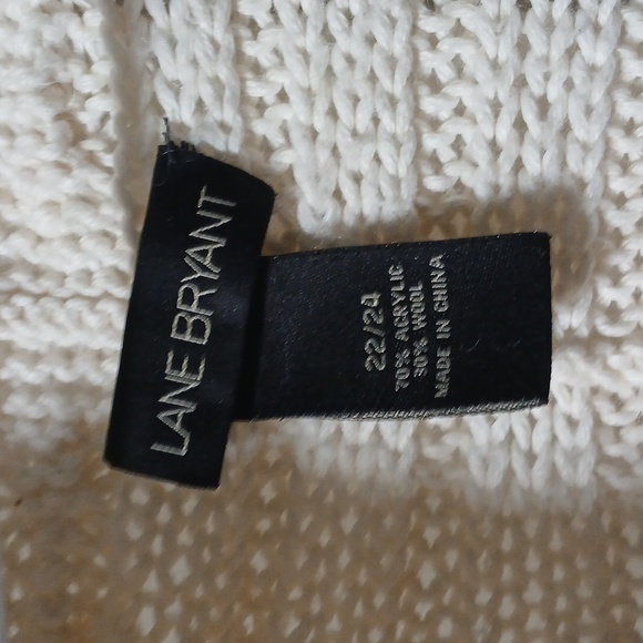 Lane Bryant Ivory Wool Cable Knit Longline Sweater Draped Cardigan 22/24 - Picture 2 of 9